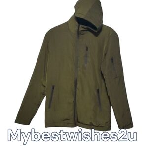 Forever 21 jacket men's size XS X-small Green Silky Material Zippered Po…